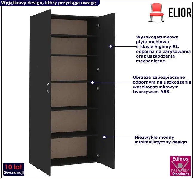 Czarna zamykana szafa na buty R5-Z78