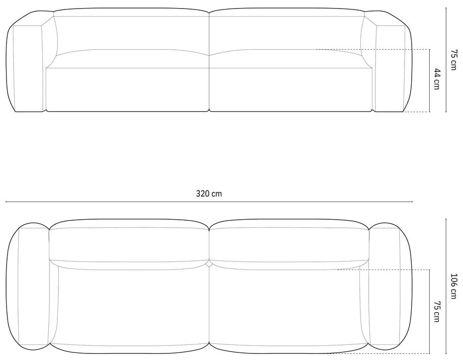 Czarna sofa modułowa 320 cm Martina – Micadoni Home