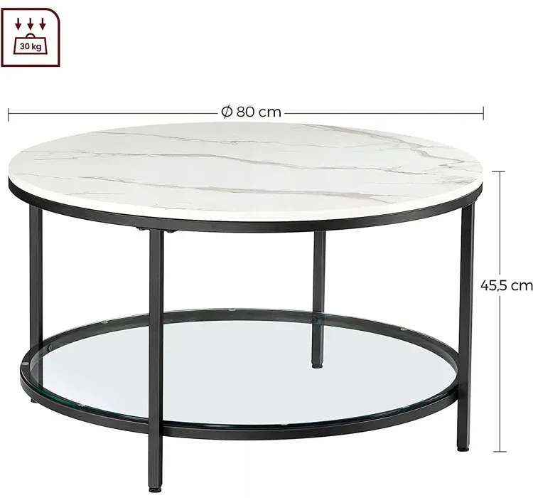 Okrągły stolik kawowy z marmurowym blatem T3-N36