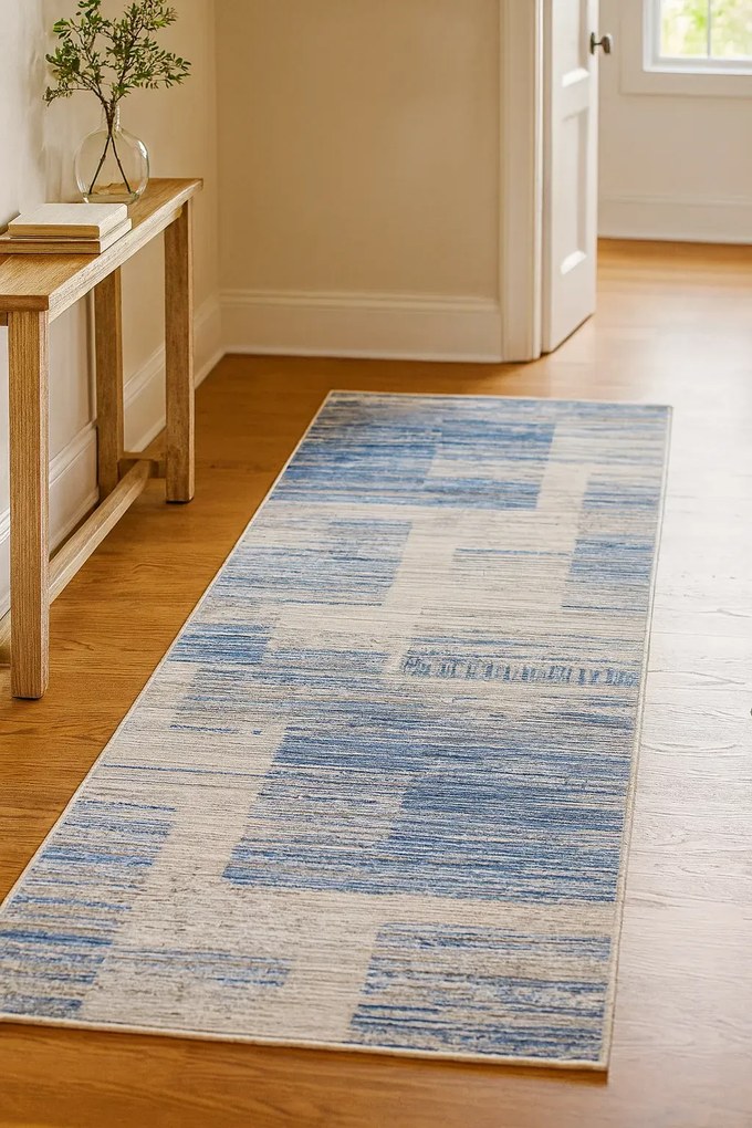 Szaro-niebieski geometryczny chodnik nowoczesny N0-T39