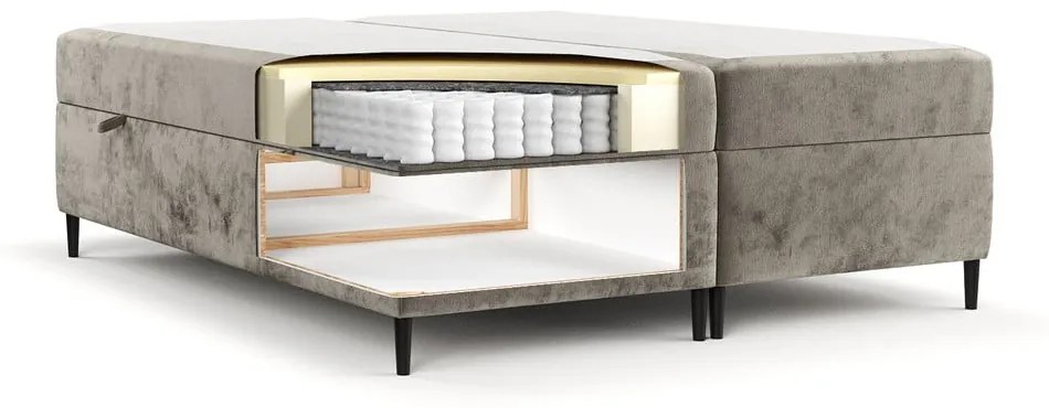 Jasnobrązowe łóżko boxspring ze schowkiem 160x200 cm Araya – Maison de Rêve