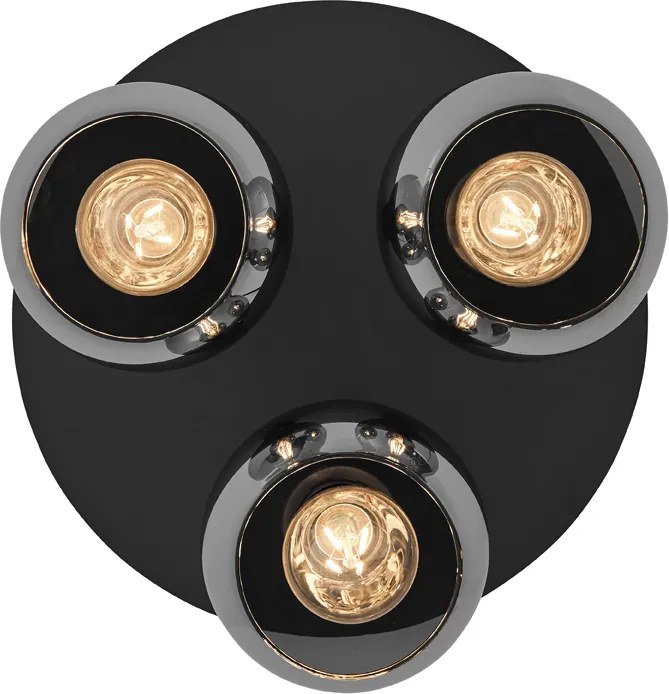 Inteligentna lampa sufitowa czarna z przydymionym szkłem 3-źródła światła z WiFi A60 - Vidro