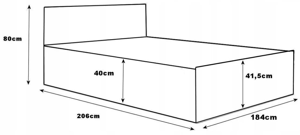 Łóżko 180x200cm z materacem i pojemnikiem na pościel PARTY 1 Beton