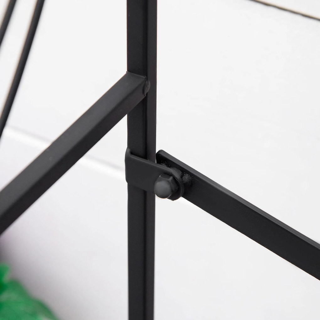 Outsunny Regał na kwiaty 3-poziomy Metalowy stojak na rośliny Do wnętrz i ogrodu Czarny 95x63x72cm | Aosom PL