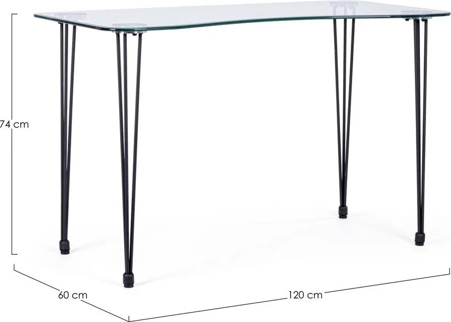 Biurko ze szklanym blatem 60x120 cm Rondo – Bizzotto