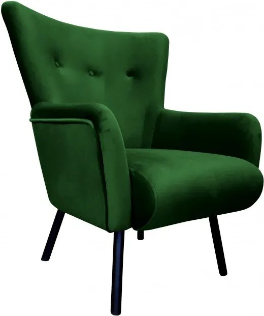 Fotel TULIP tkanina Welur noga metalowa Uszak luksusowy komfort salonu : Kolor nogi - Czarna, Kolor tkaniny - VELVET - MG25
