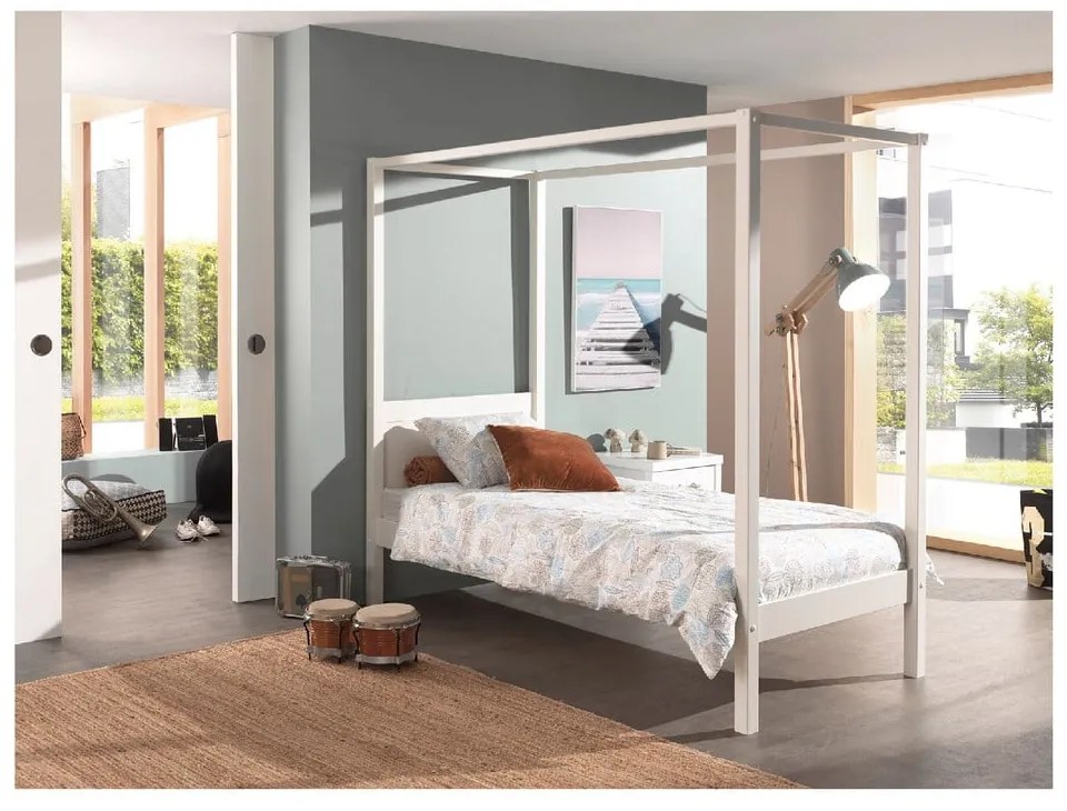 Białe łóżko dziecięce 90x200 cm PINO CANOPY – Vipack