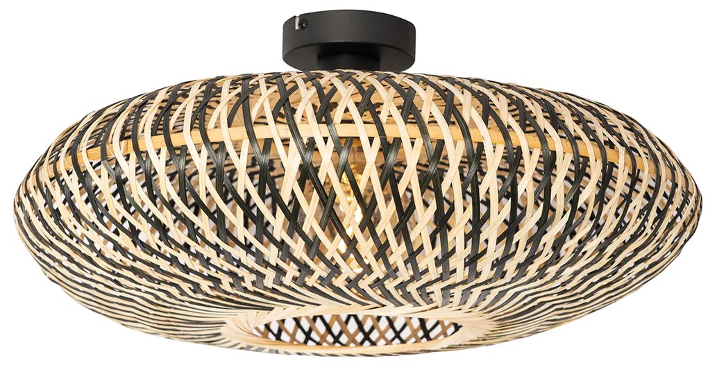 Orientalna lampa sufitowa czarna bambusowa 50 cm - Ostrava