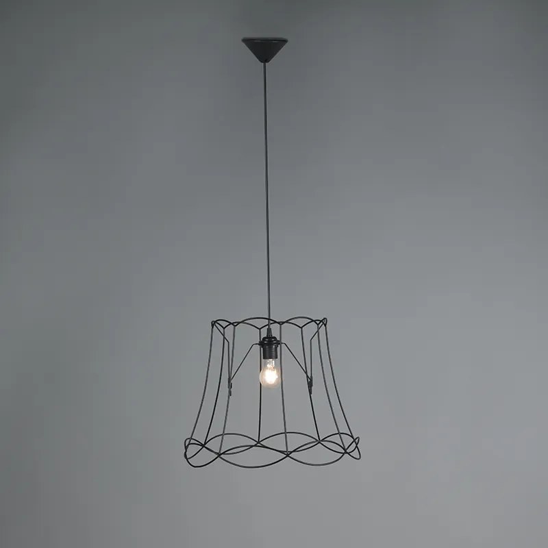 Retro lampa wisząca czarna 50 cm - Granny Frame Retro Oswietlenie wewnetrzne