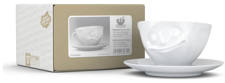 Biała porcelanowa szczęśliwa filiżanka do kawy 58products, 200 ml