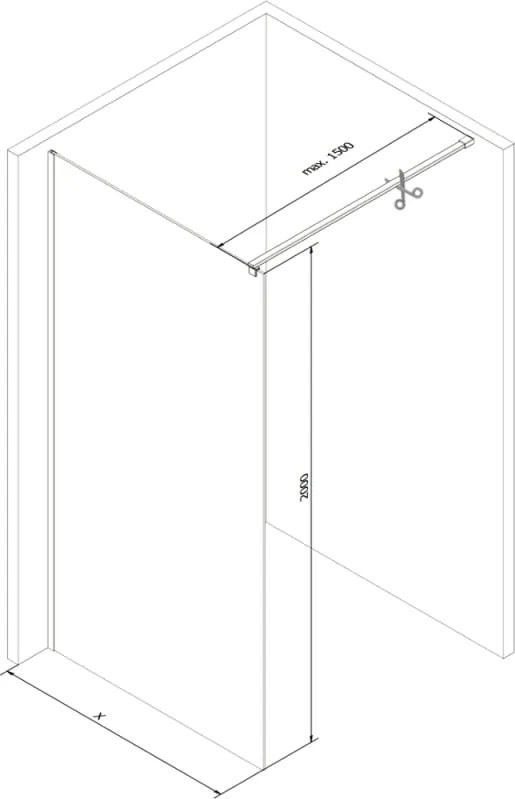 Mexen Kioto ścianka prysznicowa Walk-in 90 x 200 cm, transparent 8 mm, czarna - 800-090-101-70-00