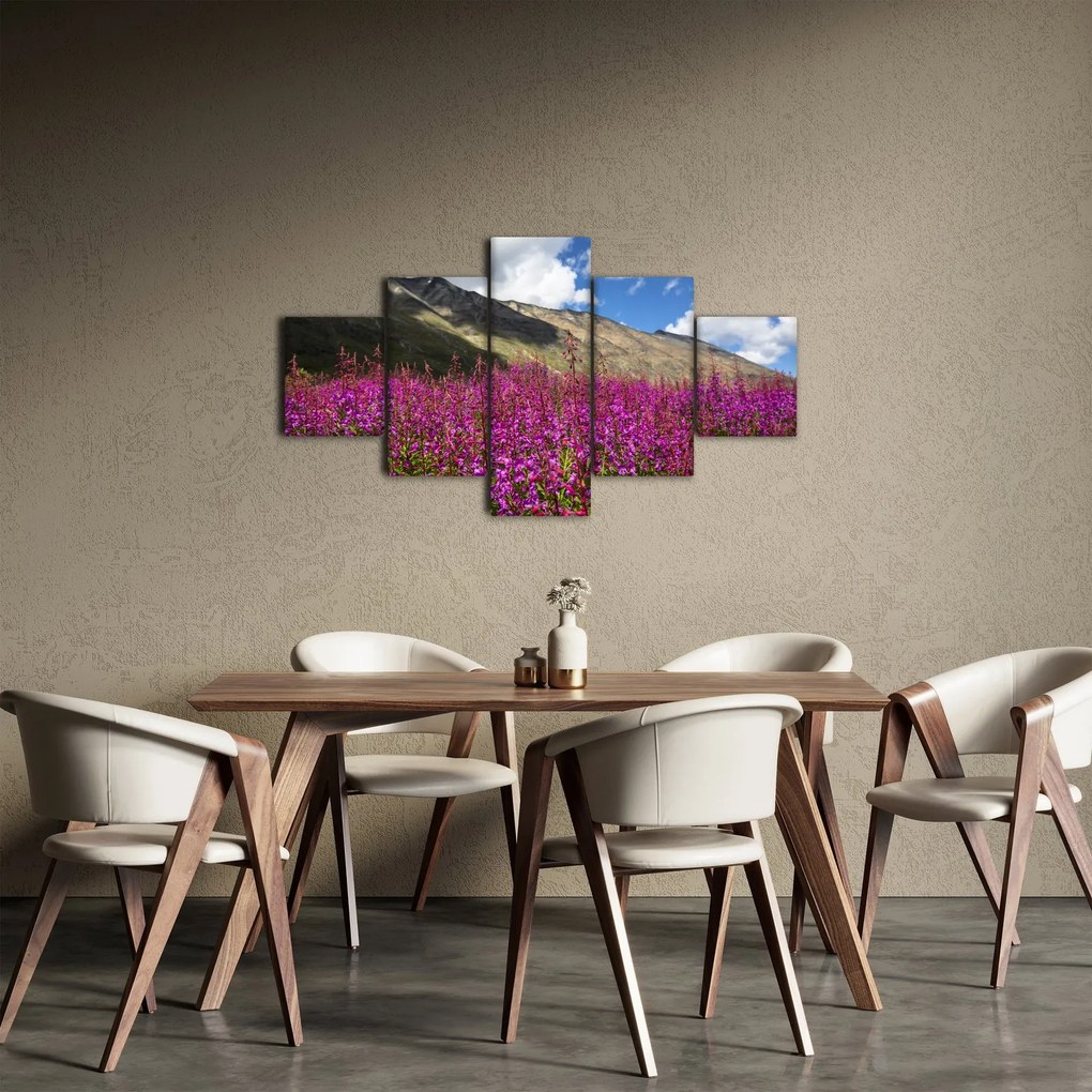 Obraz scenerii łąki górskiej (125x70 cm)