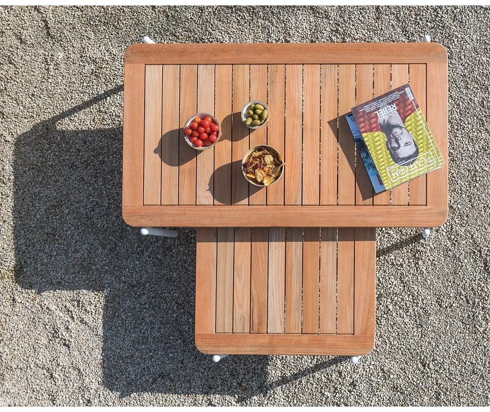 Stolik ogrodowy z litego drewna tekowego 75x120 cm Omer – Diphano