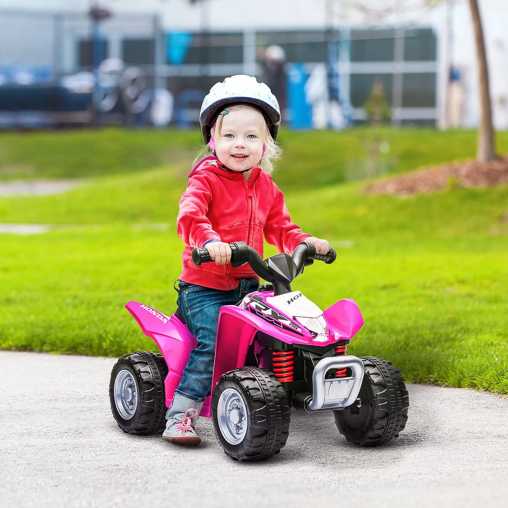 AIYAPLAY Elektryczny quad dla dzieci, oświetlenie LED, klakson, szerokie opony, wygodne siedzisko, antypoślizgowe uchwyty, różowy | Aosom PL