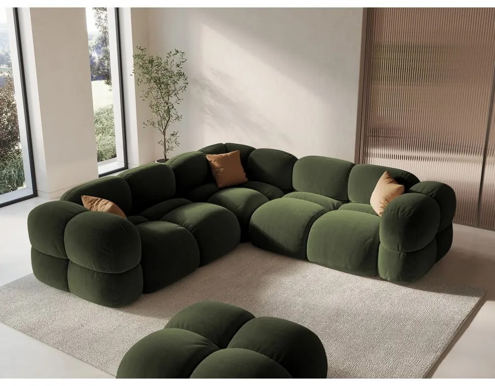 Zielony aksamitny narożnik Loretto – Cosmopolitan Design