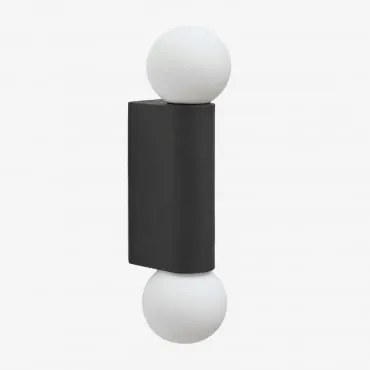 Kinkiet Ścienny Z 2 Kulami Szklanymi W Aluminium Irvine Czarna - Sklum