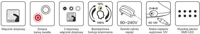 Srebrna regulowana lampka kreślarska biurkowa LED - 3X A682 H5-A07