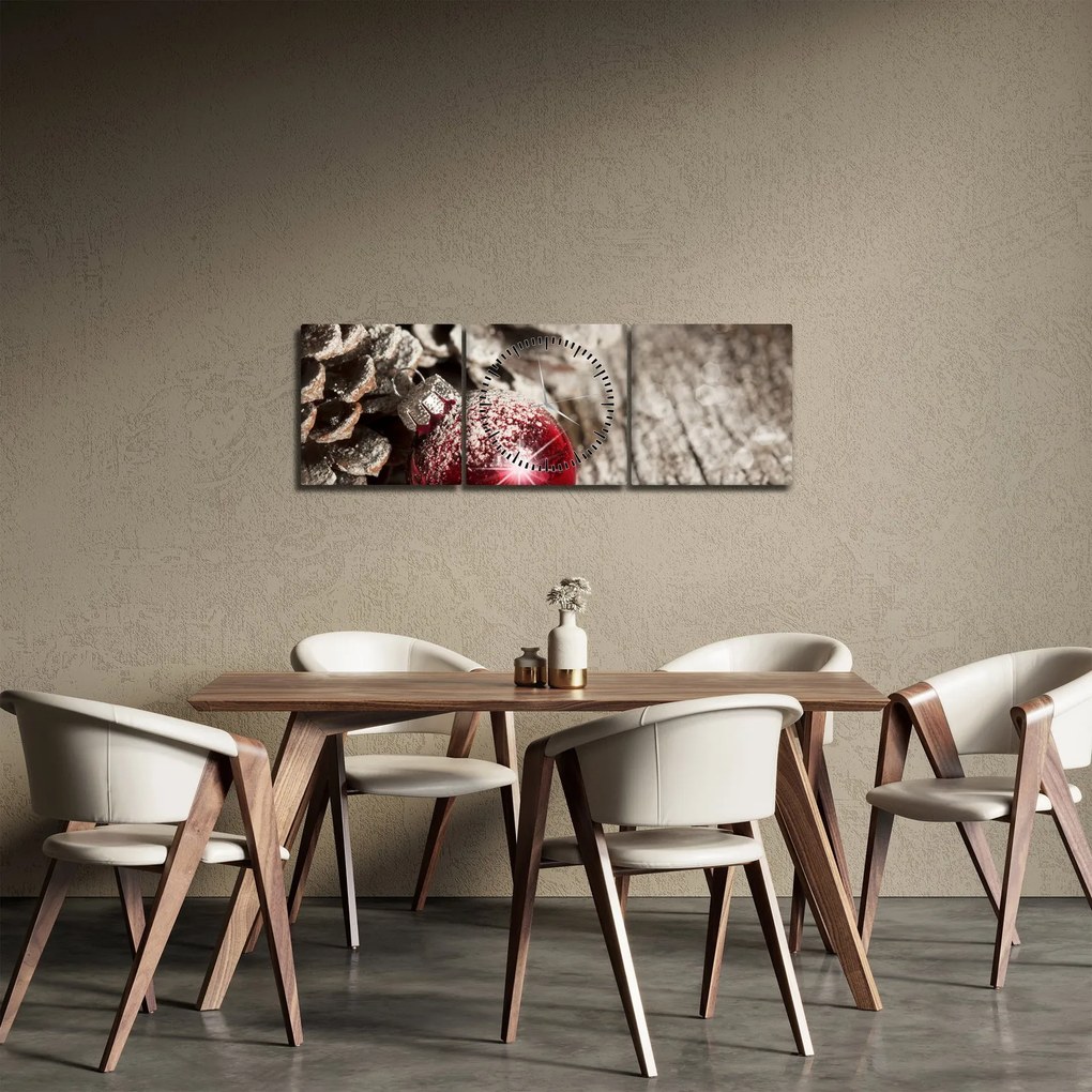 Obraz - Dekoracje świąteczne (z zegarem) (90x30 cm)
