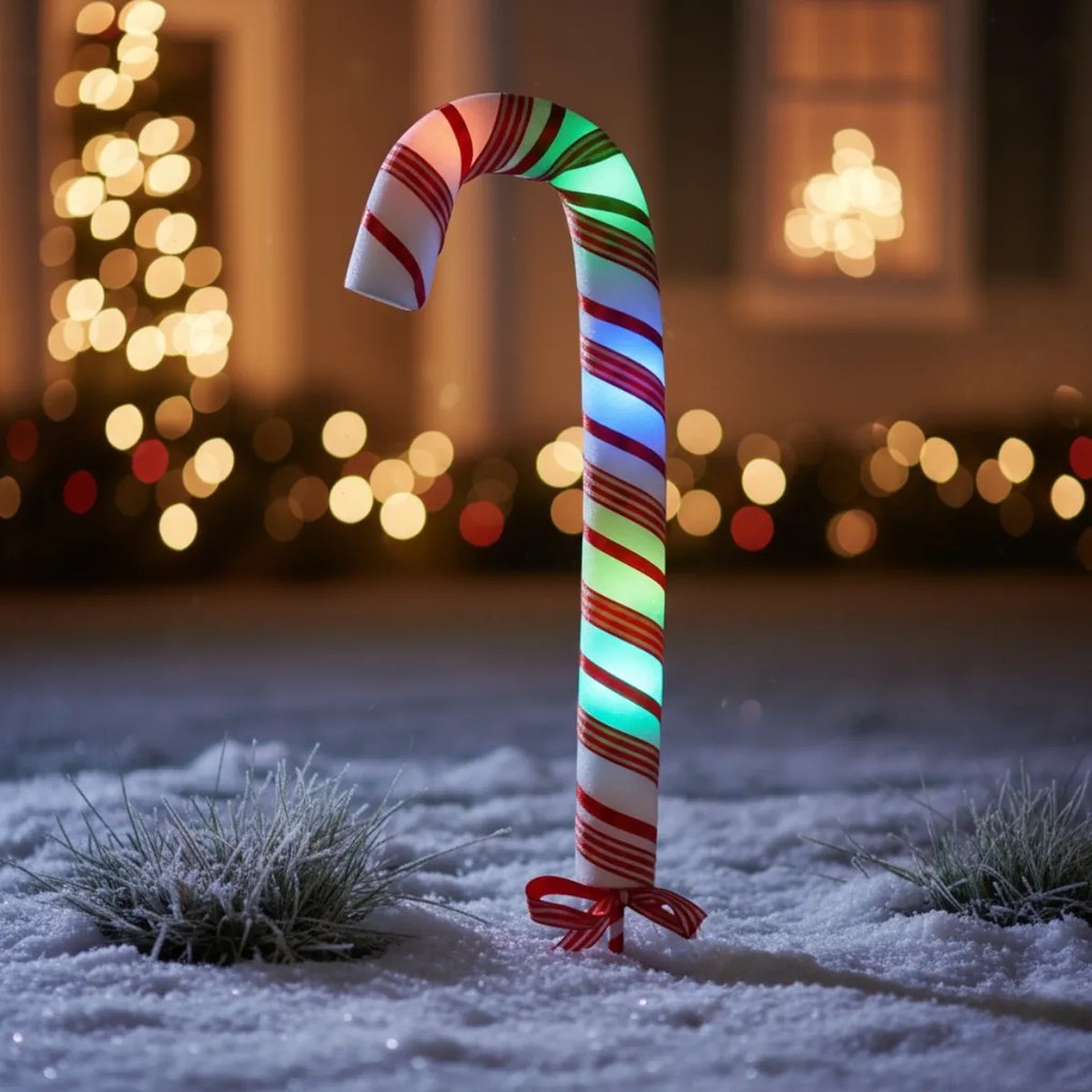 Dekoracja świetlna w kształcie laski cukrowej, 13 x 53 cm