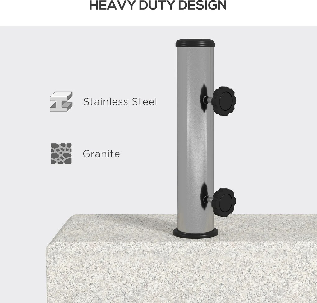 Outsunny Podstawa pod parasol 25 kg, stojak parasolowy z granitu, na maszty parasoli Ø32/38/48 mm, Szary