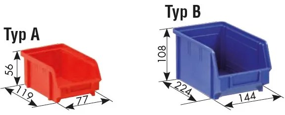 Szafa z plastikowymi pojemnikami BASIC - 1000 x 435 x 1990 mm, 72+160 boksów