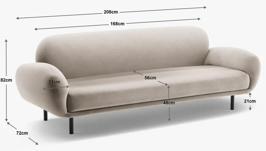 Szara sofa z materiału bouclé 208 cm Poppy – Micadoni
