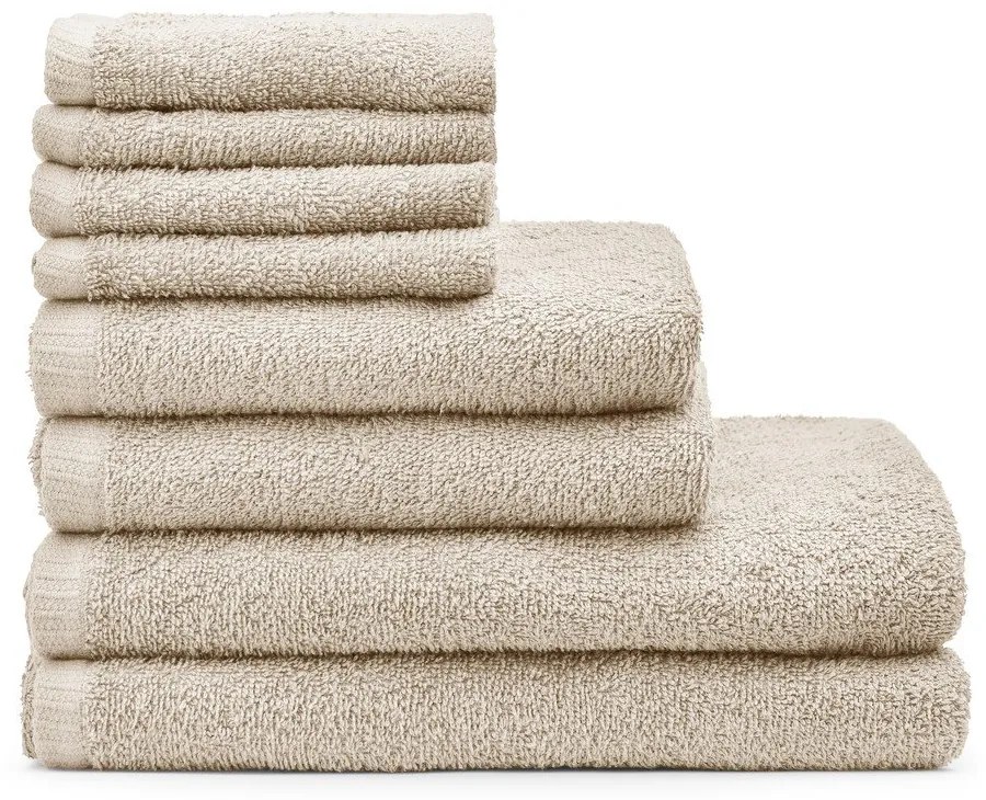 Beżowe bawełniane ręczniki szybkoschnące zestaw 8 szt. Quick Dry – Catherine Lansfield