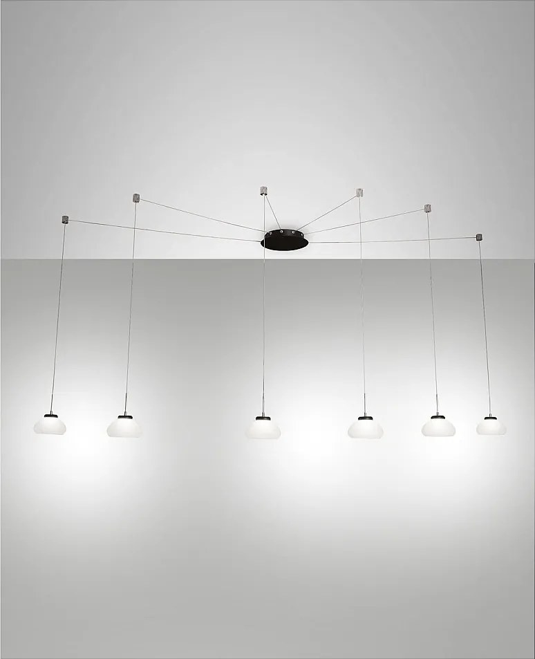 Lampa wisząca LED Arabella z metalu i białego szkła dmuchanego 3547-46-102 Fabas Luce