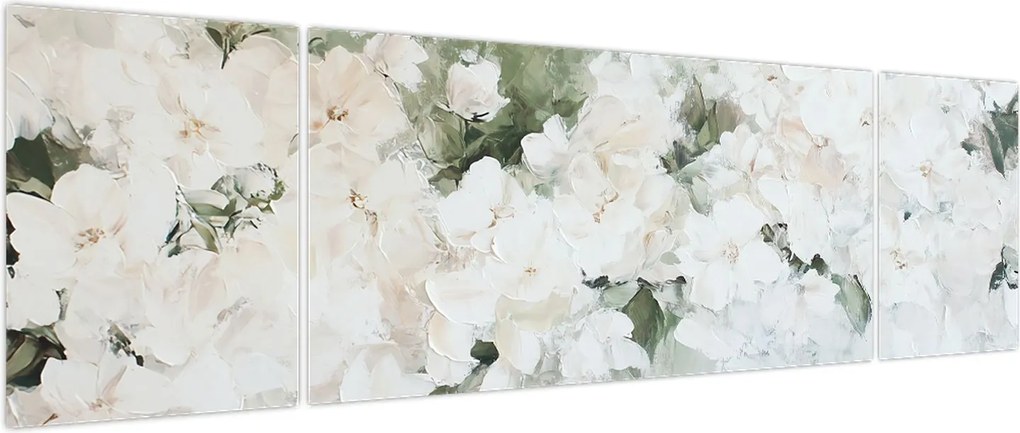 Obraz - Abstrakcja białych kwiatów (170x50 cm)