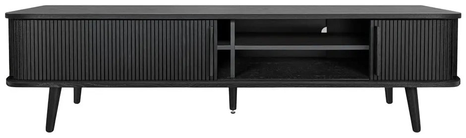 Czarna szafka pod TV w dekorze dębu 178x50x40 cm Rove – Woodman