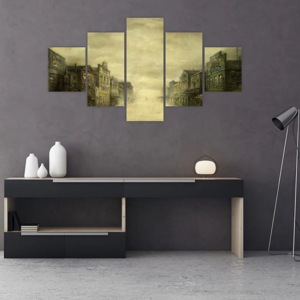 Obraz westernowego miasteczka (125x70 cm)