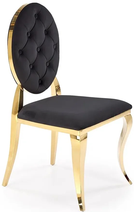 Pikowane krzesło ludwik w stylu glamour czarny + złoty N9-S46
