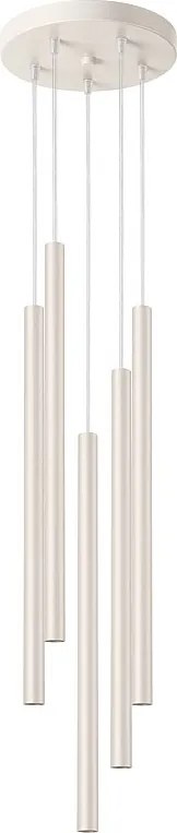 Lampa Wisząca Nowoczesny Pastelo, Stal - 5 Źródło - L.25 X H.104 Cm - Beżowy