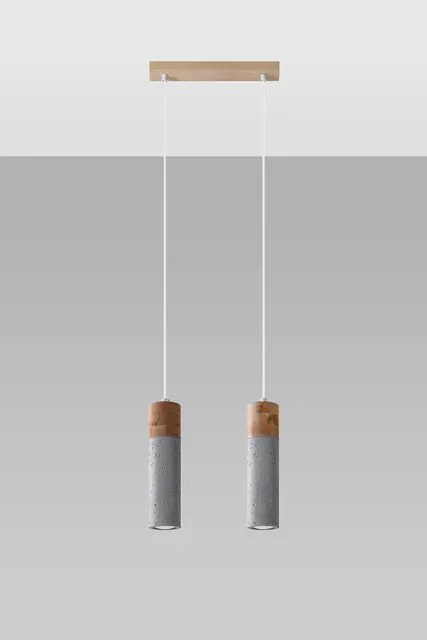 Drewniano-betonowa lampa wisząca tuby - S163 K1-G05