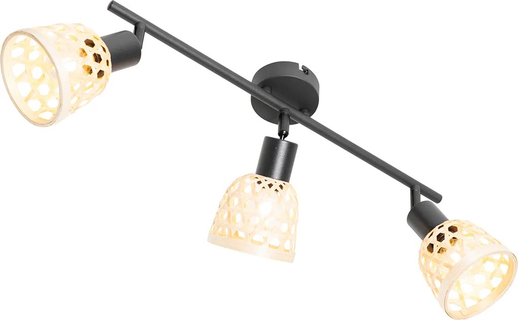 Orientalny reflektor czarny z bambusem 3-światła - Rayan