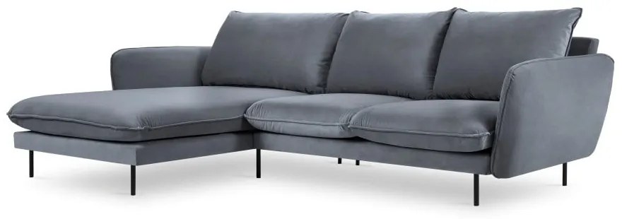 Szara narożna aksamitna sofa lewostronna Cosmopolitan Design Vienna