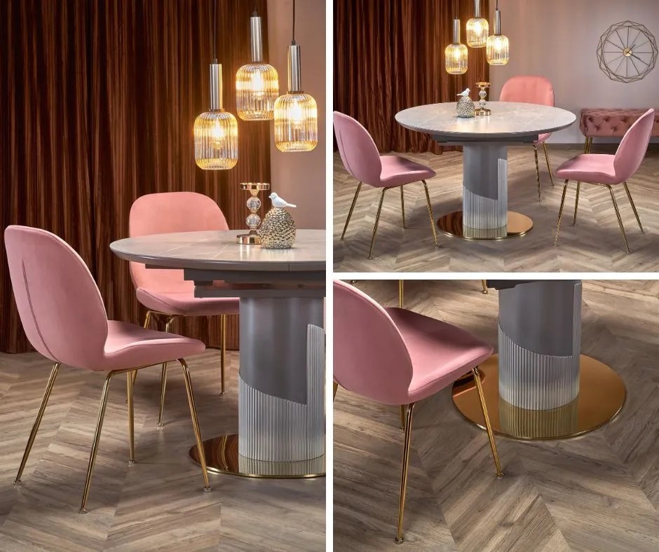 Velvetowe krzesło na złotych nogach K460