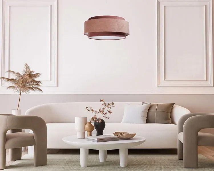 Różowa lampa wisząca z podwójnym abażurem - 5X A353 M5-T62