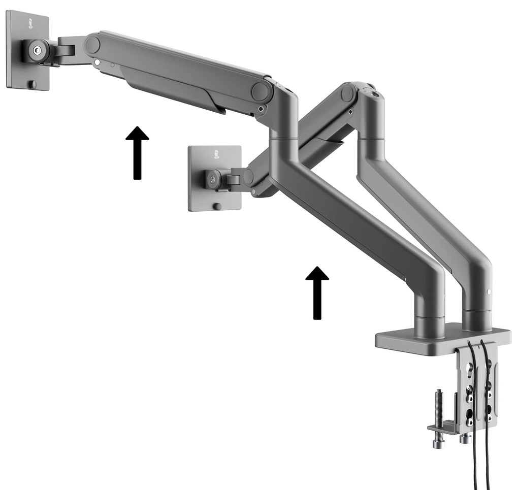 Metalowy uchwyt na dwa monitory JAKE, szary