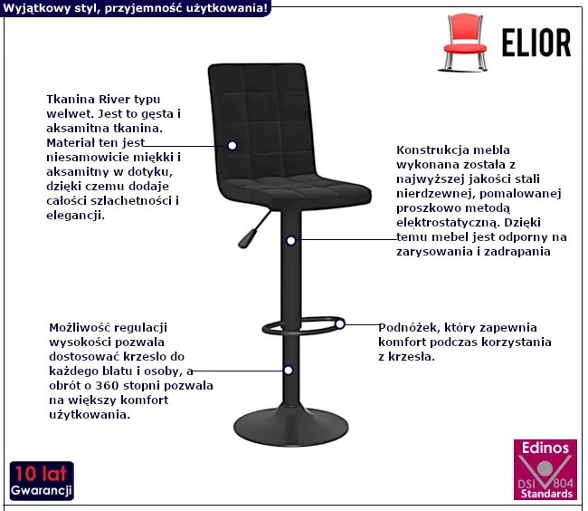 Zestaw dwóch czarnych hokerów z oparciem - Albo 6X