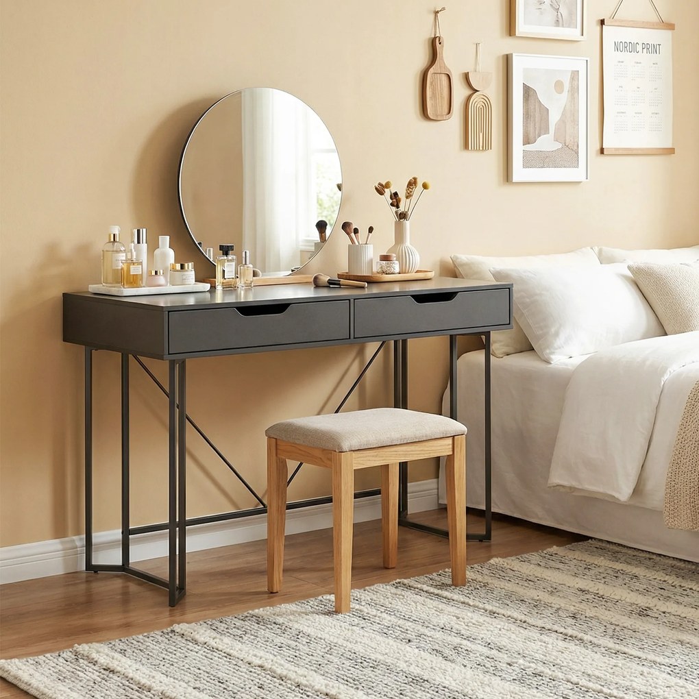 HOMCOM Małe Biurko Komputerowe z 2 Szufladami, Duży Blat Roboczy 120 x 60 x 77 cm, Czarny | Aosom PL