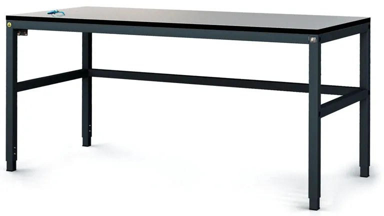 Antystatyczny stół warsztatowy ESD, 1600 x 800 x 745-985 mm, regulowany stelaż