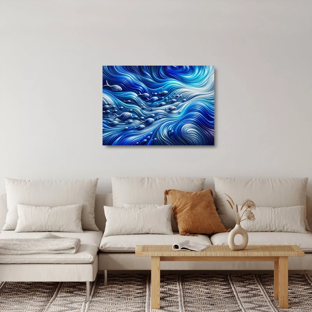 Obraz na szkle – Ryby w falach (70x50 cm)