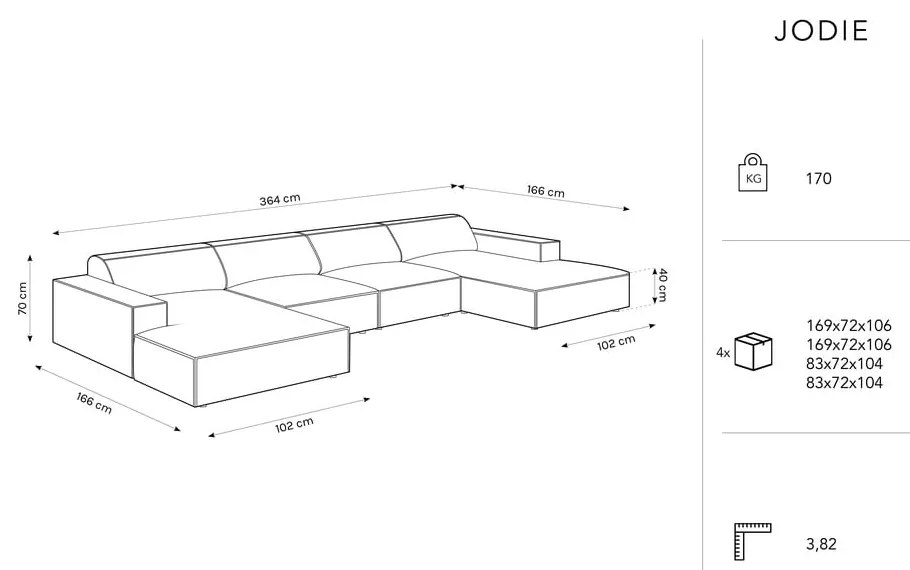 Beżowy narożnik (w kształcie litery "U") z materiału bouclé Jodie – Micadoni Home