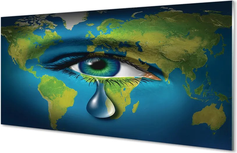 Szklany Panel Mapa Świata w Zapłakanym Oku