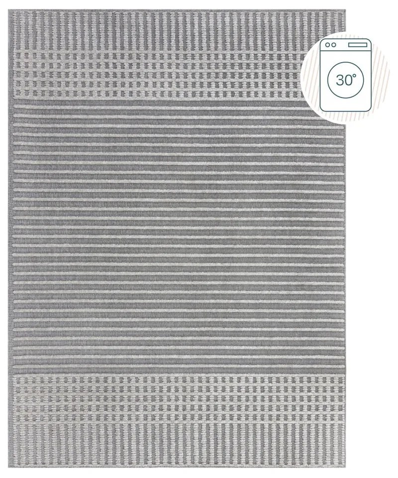 Szary dywan z szenilu odpowiedni do prania 200x320 cm Elton – Flair Rugs