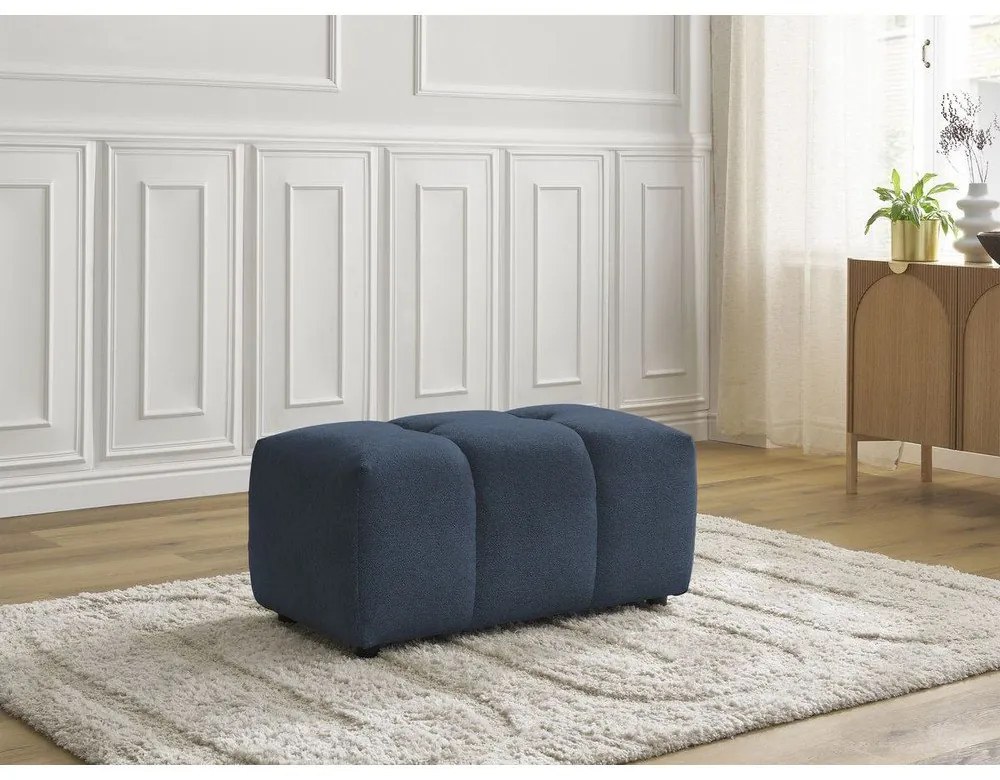 Niebieski podnóżek z tkaniny szenilowej Roxelane – Bobochic Paris