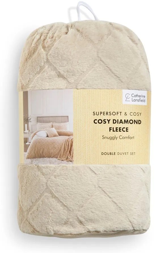 Beżowa pościel dwuosobowa z mikropluszu 230x220 cm Cosy Diamond – Catherine Lansfield