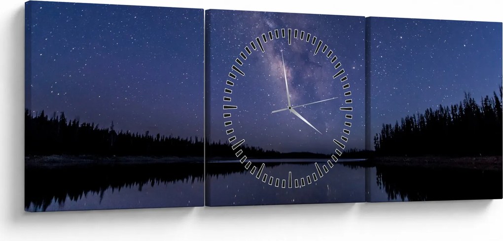 Obraz nocnego nieba (z zegarem) (90x30 cm)