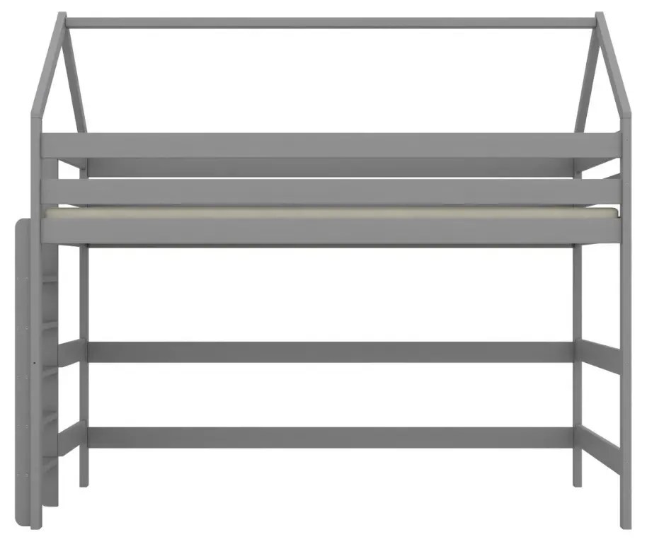 Łóżko piętrowe domek TOBI 1 180x90 szare drewniane KOCOT KIDS